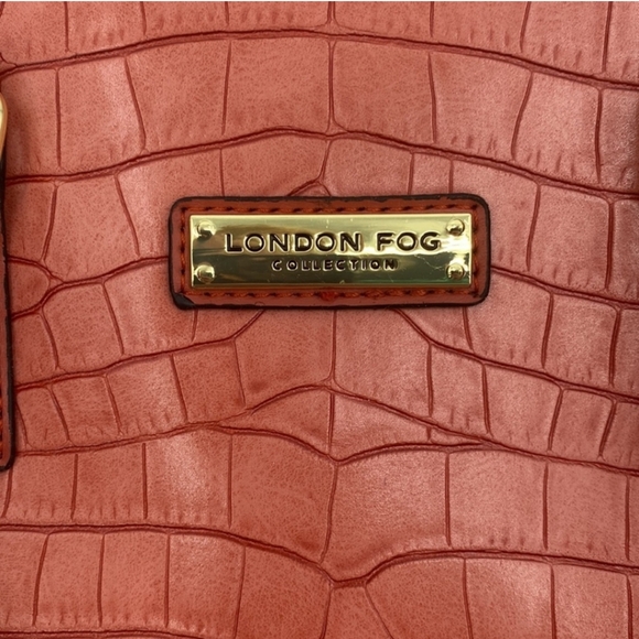 London Fog Caroline Croco Satchel Purse in Salmon Rose - Picture 7 of 12